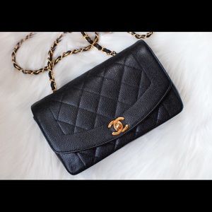 ❌SOLD❌ Chanel Small Diana Black Caviar w/ 24k GHW